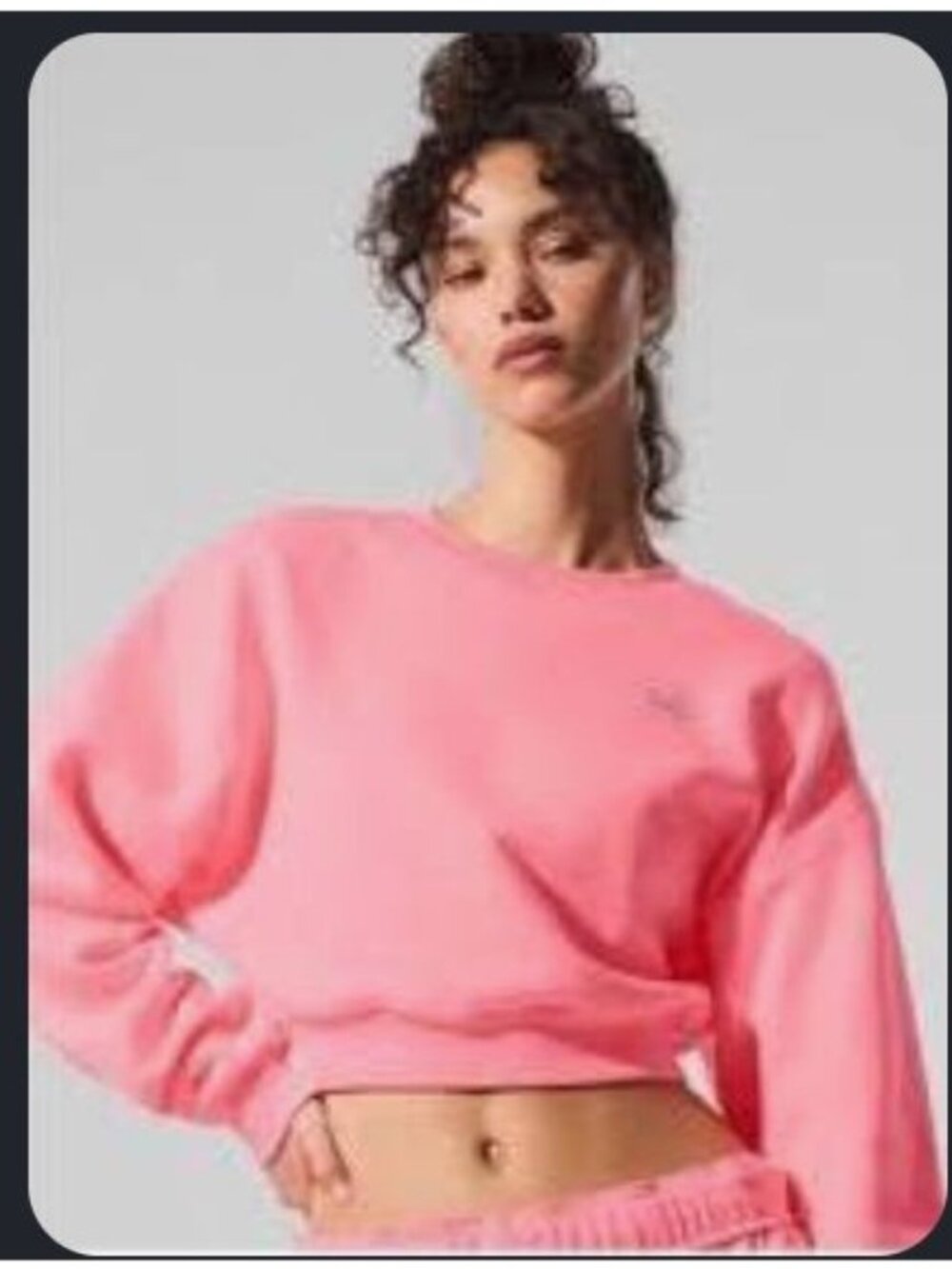 Alo Yoga Cropped Accolade Crewneck Neon Bubblegum Pink NWT Large